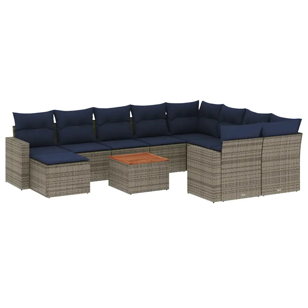 Set Divani da Giardino 11 pz con Cuscini Grigio in Polyrattan 3256747