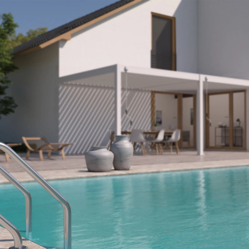 Pergola Bioclimatica OmbrÃ©a VS 3x6M adossata - Bianco - V2