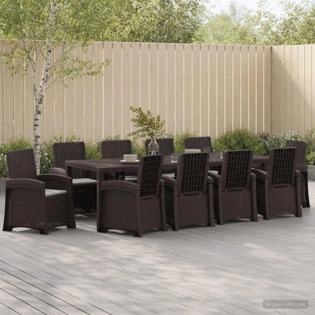 Set da Pranzo per Giardino 11 pz Marrone e Grigio Chiaro PP 3430174