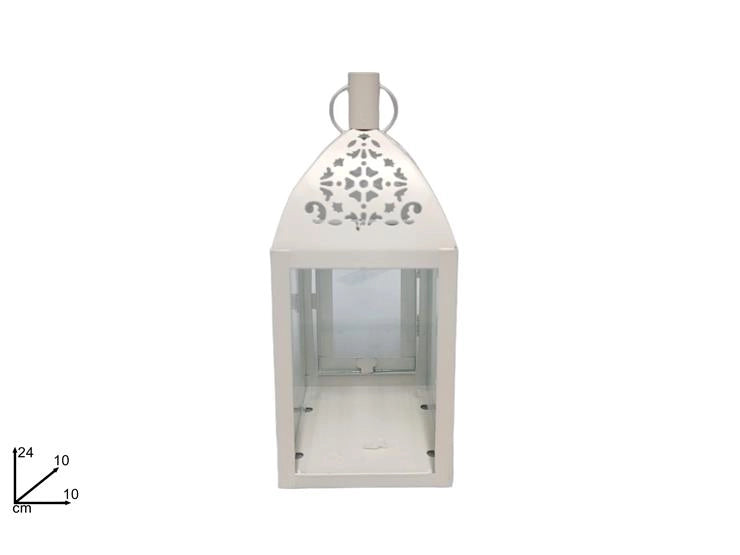 Lanterna Decorativa Porta Tea-Light Bianca 24 cm