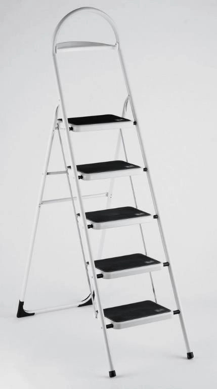 Sgabello Scala in Acciaio Tappetini sui Gradini 150 Kg Sicuro 5 Gradini