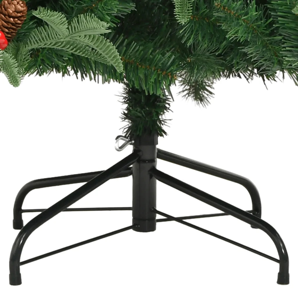 Albero Natale Artificiale Incernierato con Pigne e Bacche 210cm 358377