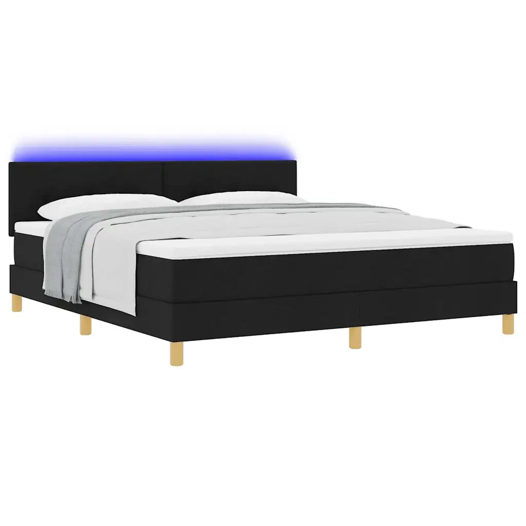 Letto a Sorgente LED con materasso Nero 180 x 200 cm Tessuto