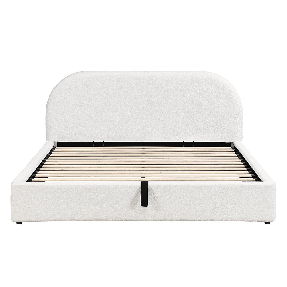 Letto doppio imbottito 180x200cm - Xylo - bouclé beige