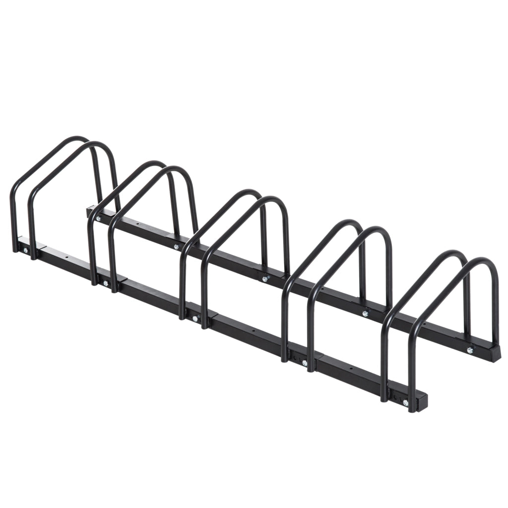 Supporto per Biciclette 5 Posti ¨C Minimal ¨C Acciaio Nero 145x33x27 cm