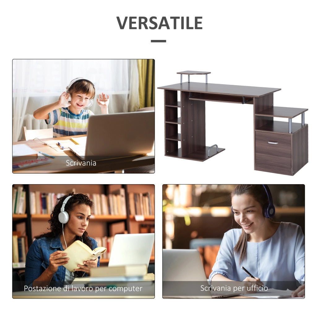 Scrivania per Computer ¨C Xylo ¨C Legno con Cassetto e Scaffale