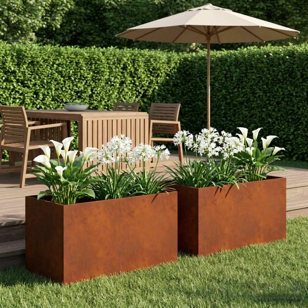 Vaso da giardino 2 pz Ruggine 80 x 50 x 50 cm Acciaio Corten 8005273