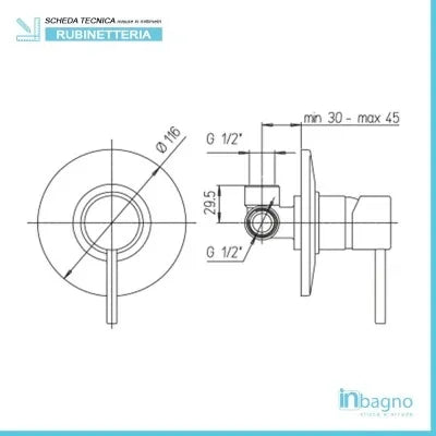 Miscelatore Doccia Incasso Cromato Piralla linea Essenza
