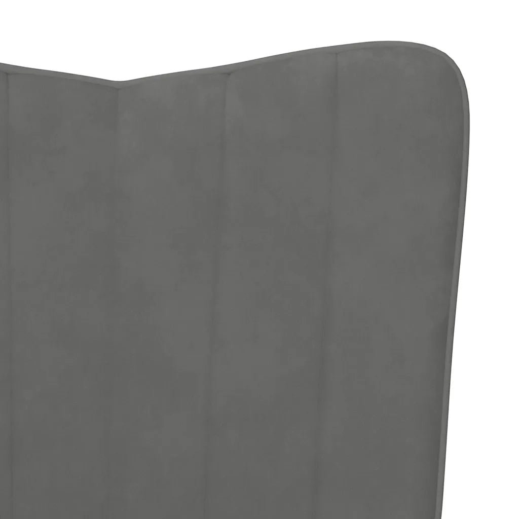 Poltrona Relax | Sedia Relax con Sgabello Grigio Scuro in Velluto