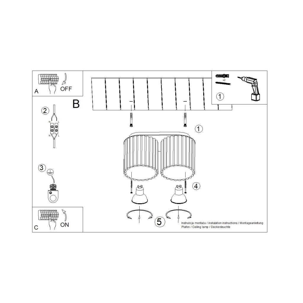 Lampada da soffitto AURA 2 rosso ocra GU10