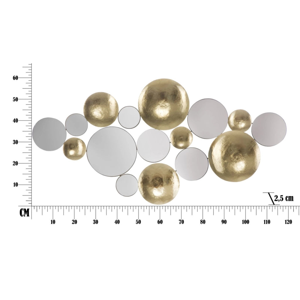 Pannello da muro Glam con specchi dorati 118x60 cm