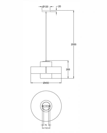 Lampada a Sospensione Loto Ø450mm in Metallo e Vetro Soffiato Sabbia, Attacco E27 40W, IP20, Classe 1 - Design Moderno Elegante