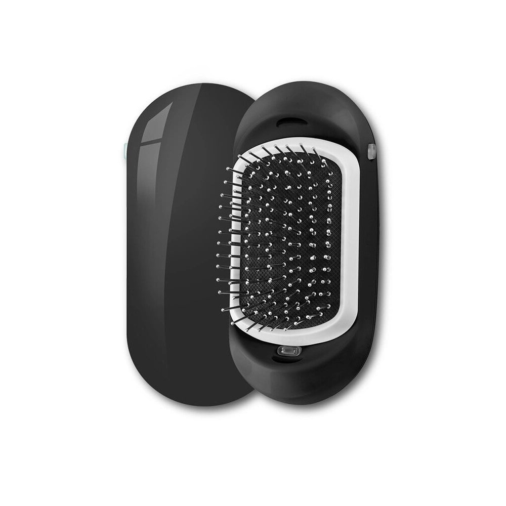 Trade Shop - Mini Spazzola Massaggiante Capelli Ionica Scioglinodi A Batterie Portatile -