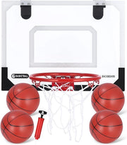Impianto da basket per interni - Set di basket per bambini con 4 palloni e pompa - Per uso domestico e ufficio