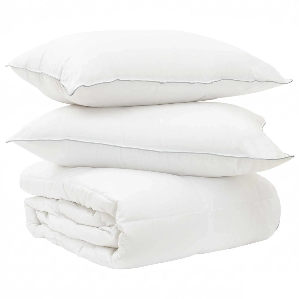 Set di Piumoni con cuscino 2 pcs Bianco Fibra di bambù 3432592