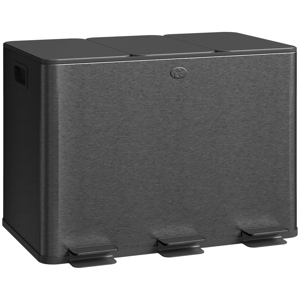 Bidone per rifiuti 3 scomparti 60 litri ¨C zephmum ¨C nero
