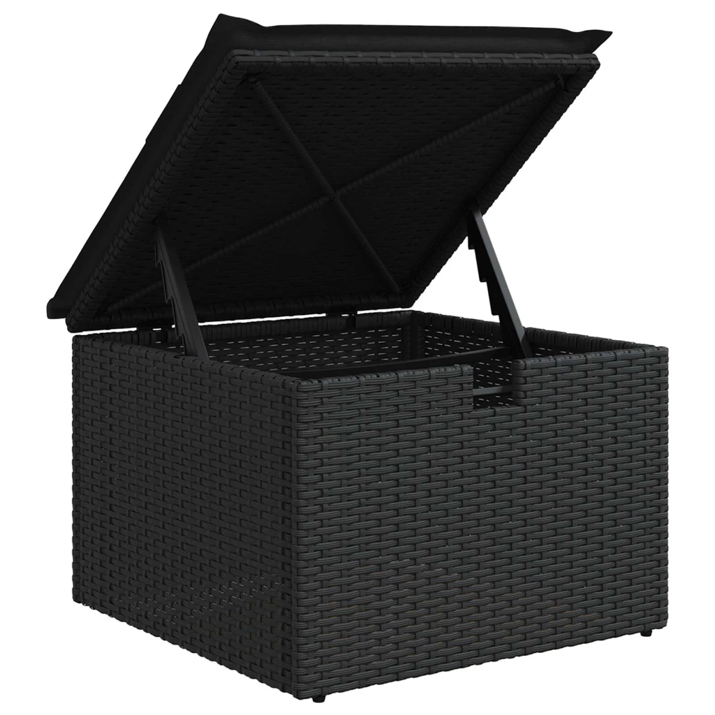 Set Divano da Giardino con cuscino 8 pcs Nero polyrattan