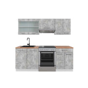 Vicco Cucina componibile Cemento/Bianco 200 cm , PL Rovere