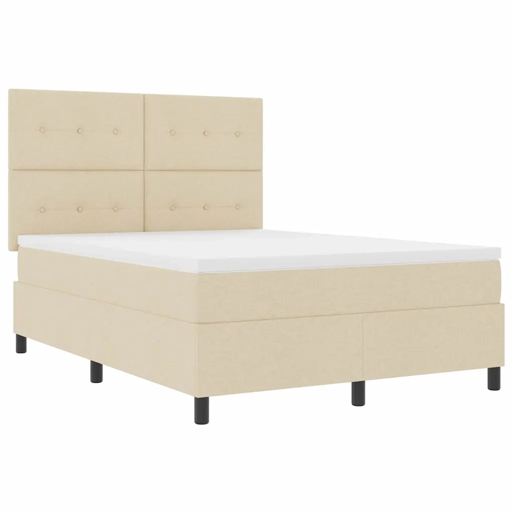 Letto a molle con materasso con led Crema 140 x 190 cm Tessuto