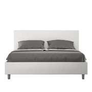 BS COM Letto matrimoniale con rete imbottito 160x190 similpelle bianco
