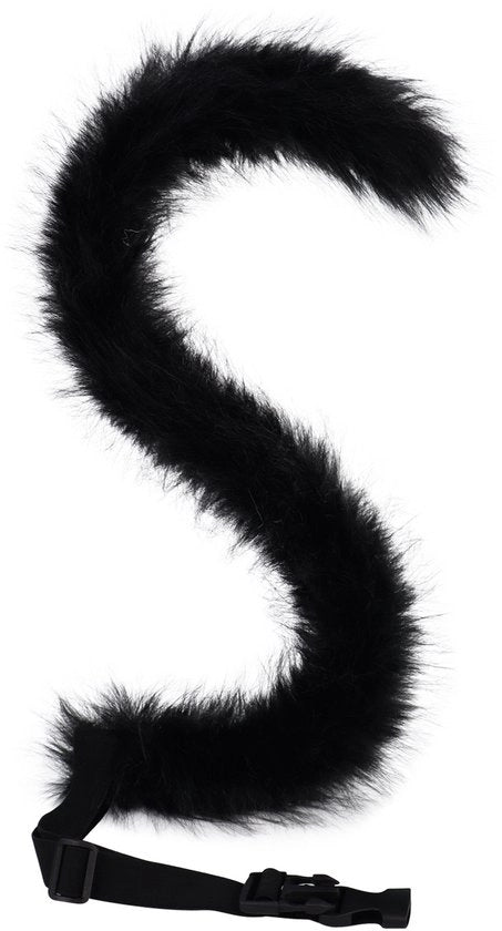 Fascia per gatti da 70 cm, coda lunga di peluche animale, coda festiva carina, coda pelosa di pelo finto, coda da costume per Halloween e Natale, nera
