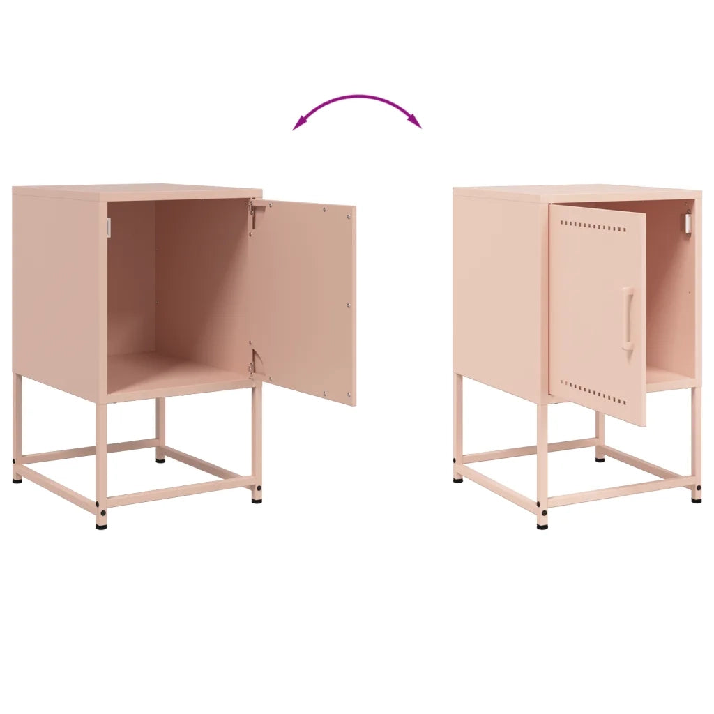 Set di 2 Comodini | Armadio da Notte | Mobiletto da notte Rosa 36x39x60,5 cm in Acciaio