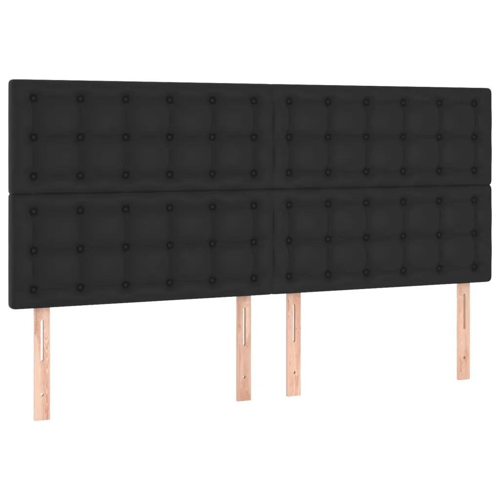 Giroletto a Molle con Materasso e LED Nero 160x200cm Similpelle