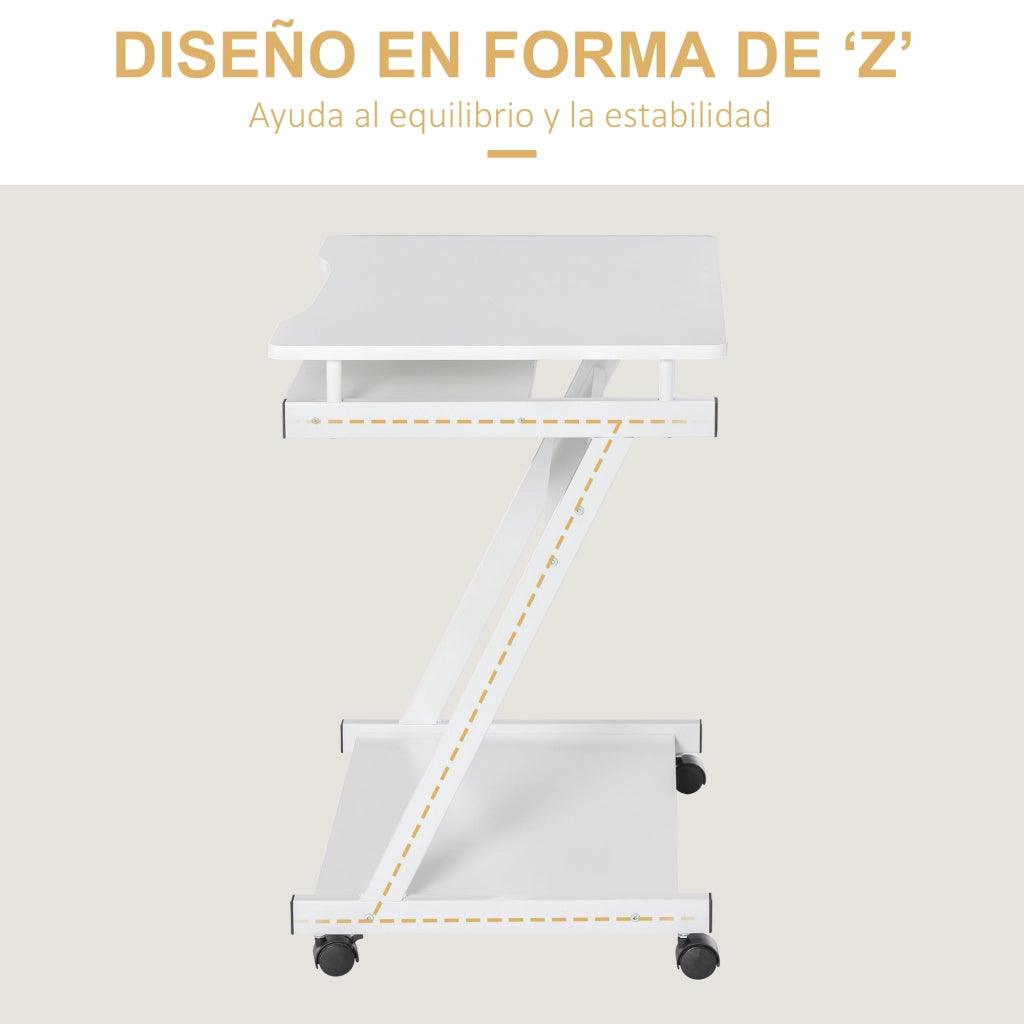 Scrivania con Ruote ¨C Minimal ¨C Bianco 60x48x76 cm