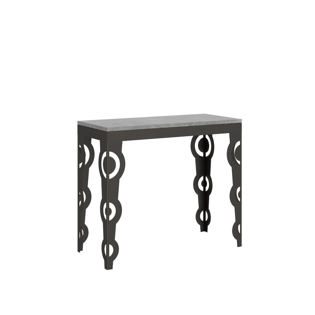 Consolle allungabile 90x40/196 cm Karayan Small Evolution Cemento telaio Antracite