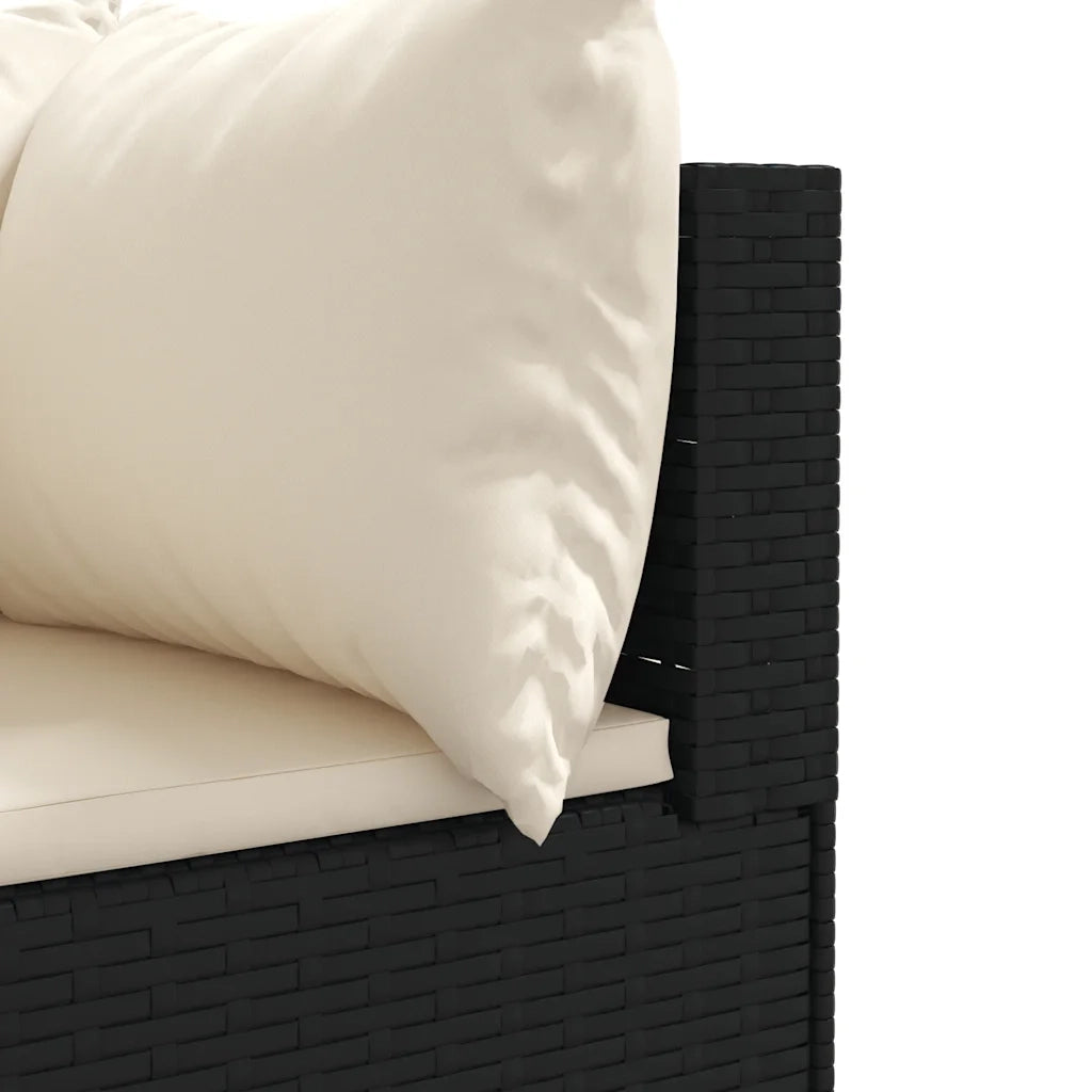 Set Mobili da Giardino 6 pz con Cuscini in Polyrattan Nero