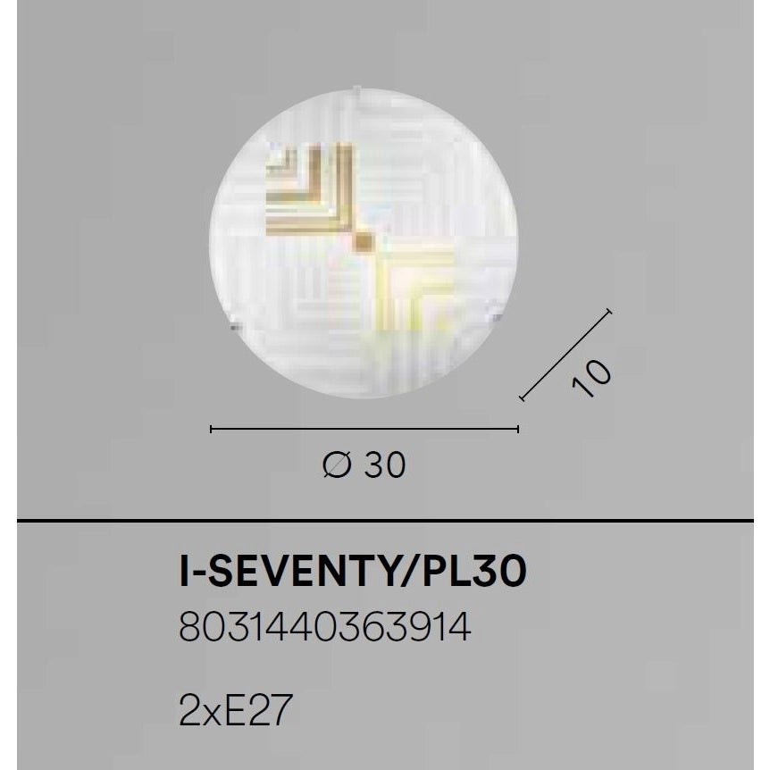 PLAFONIERA SEVENTY 2XE27 D.30XH10CM BIANCA/ORO.