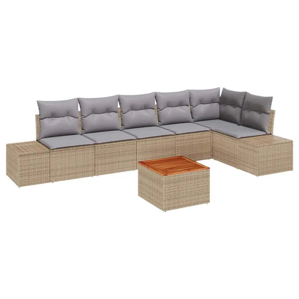 Set Divano da Giardino 7 pcs Beige e Grigio Chiaro polyrattan 3356635