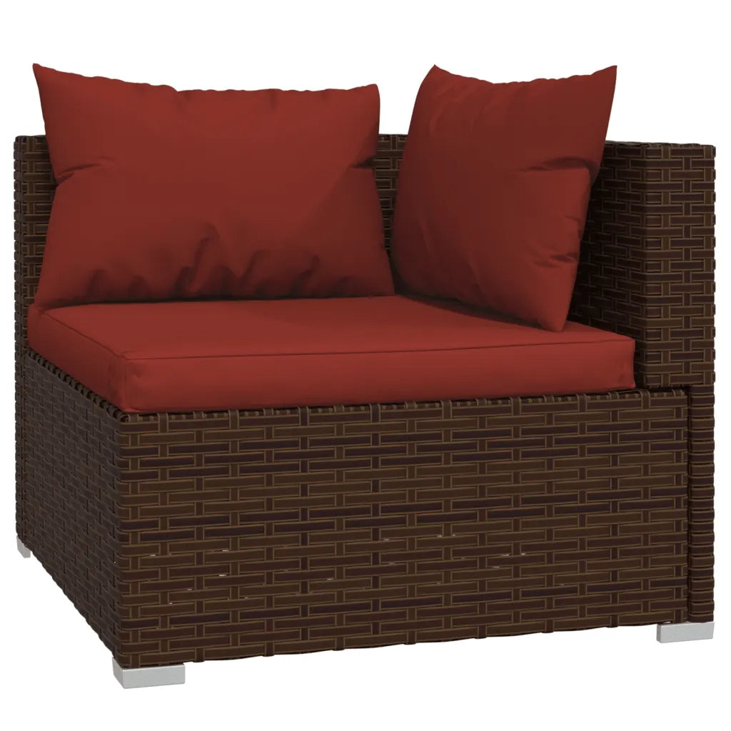 Set Divani da Giardino 7 pz con Cuscini in Polyrattan Marrone 3101739