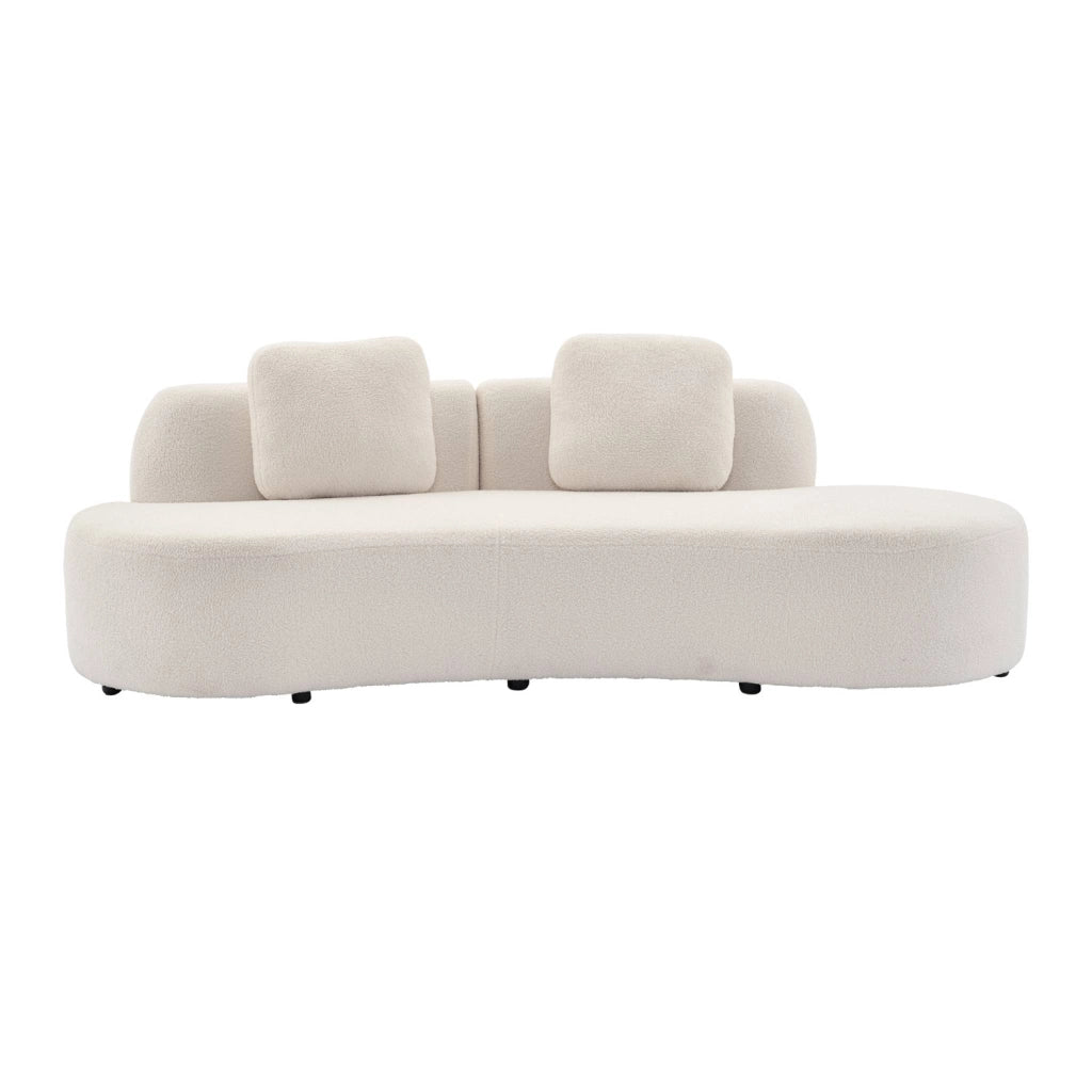 Divano virgola organico in bouclé, 3 posti, crema
