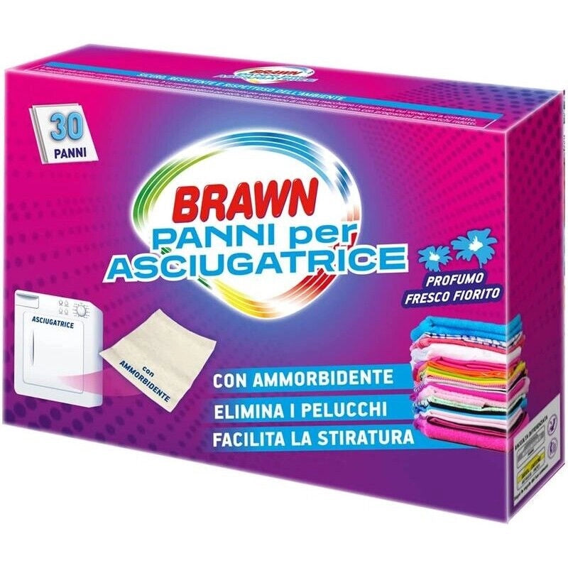 BRAWN PANNI PER ASCIUGATRICE CON AMMORBIDENTE IN CONFEZIONE DA 30 PEZZI