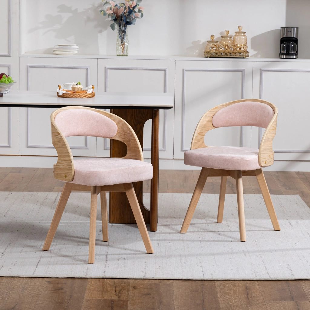 Sedia da Pranzo Girevole in Legno con Cuscino ¨C Xylo ¨C Schienale Curvo, Tessuto Cotone Lino