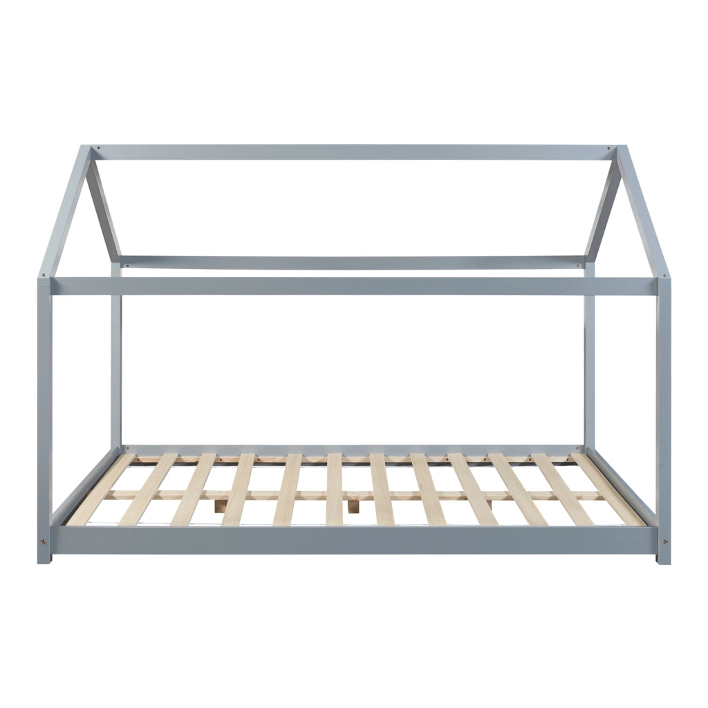 Letto per Cameretta Cerro a Forma di Casetta 120 x 200 cm Grigio [en.casa]