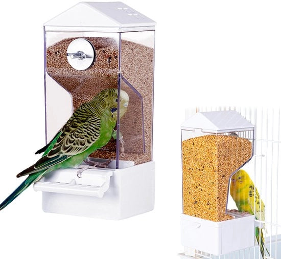 Dispensatore automatico per uccelli - Contenitore alimentare trasparente - Facile da pulire - Dispensatore alimenti per uccelli automatico