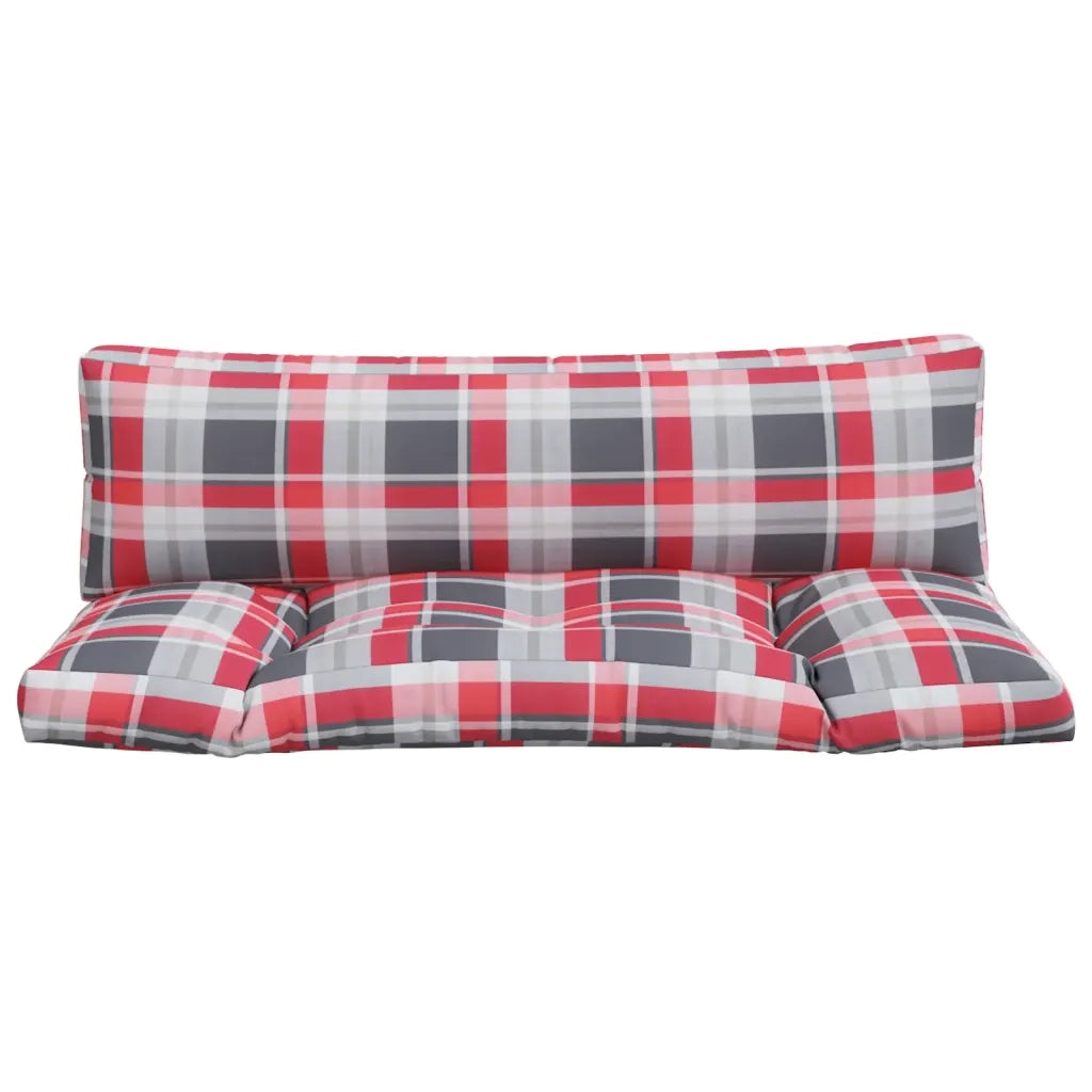 Cuscini per Pallet 2 pz a Quadri Rossi in Tessuto 360935