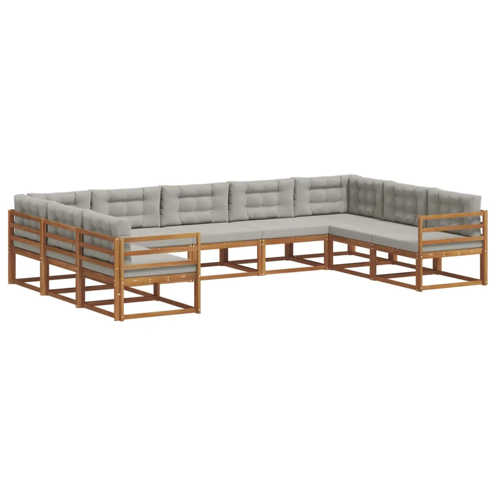 Set di divani da esterno 9 pcs Grigio Naturale e Chiaro 3368154