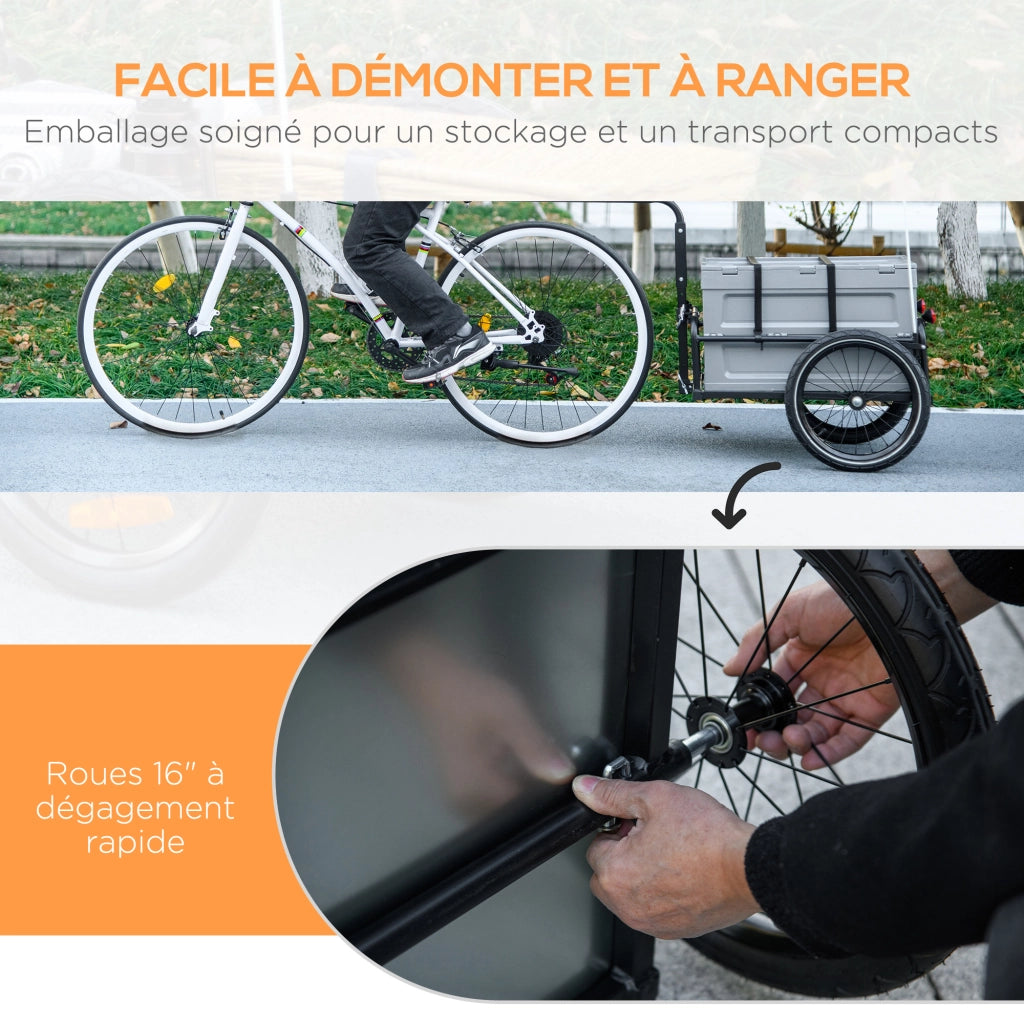 Rimorchio per bicicletta con cesto 65L ¨C Minimal ¨C grigio