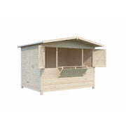 Chiosco in legno pieghevole 298x228 cm abete 16 mm con sportelli vendita apribili e pavimento incluso, gazebo bar esterno - Esterni da Vivere