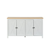 Credenza con 4 ante e 2 ripiani regolabili; 4 vani; con piano d'appoggio e maniglie nere per soggiorno; 140×40×78 cm