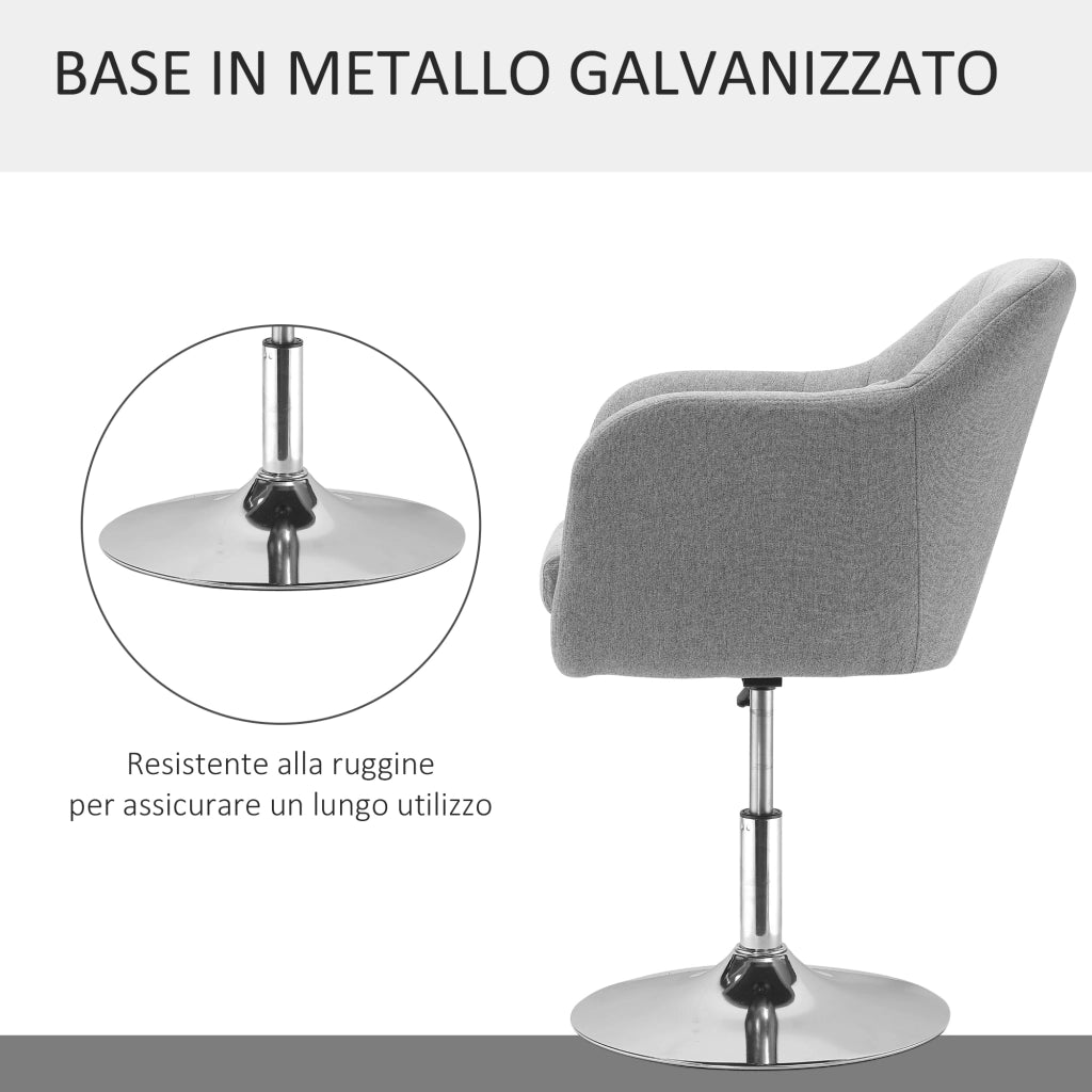 Sedia Girevole con Cuscino e Bracciolo ¨C Minimal ¨C Grigio 60x60x79-91 cm