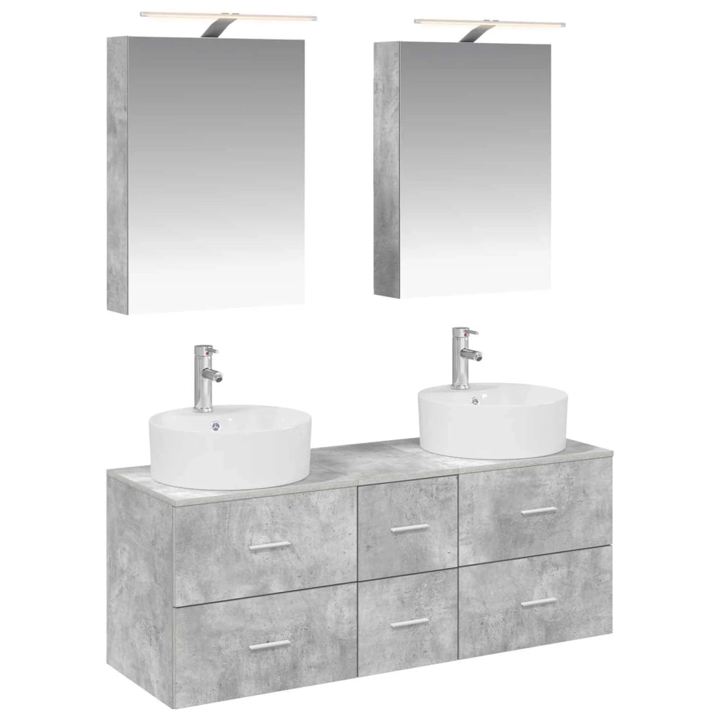 Set di mobili per il bagno 5 pz Grigio Cemento 3406914