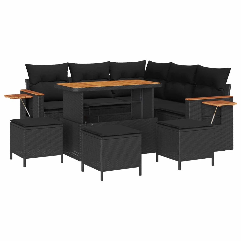 Set Divano da Giardino con cuscino 10 pcs Nero polyrattan 3365129