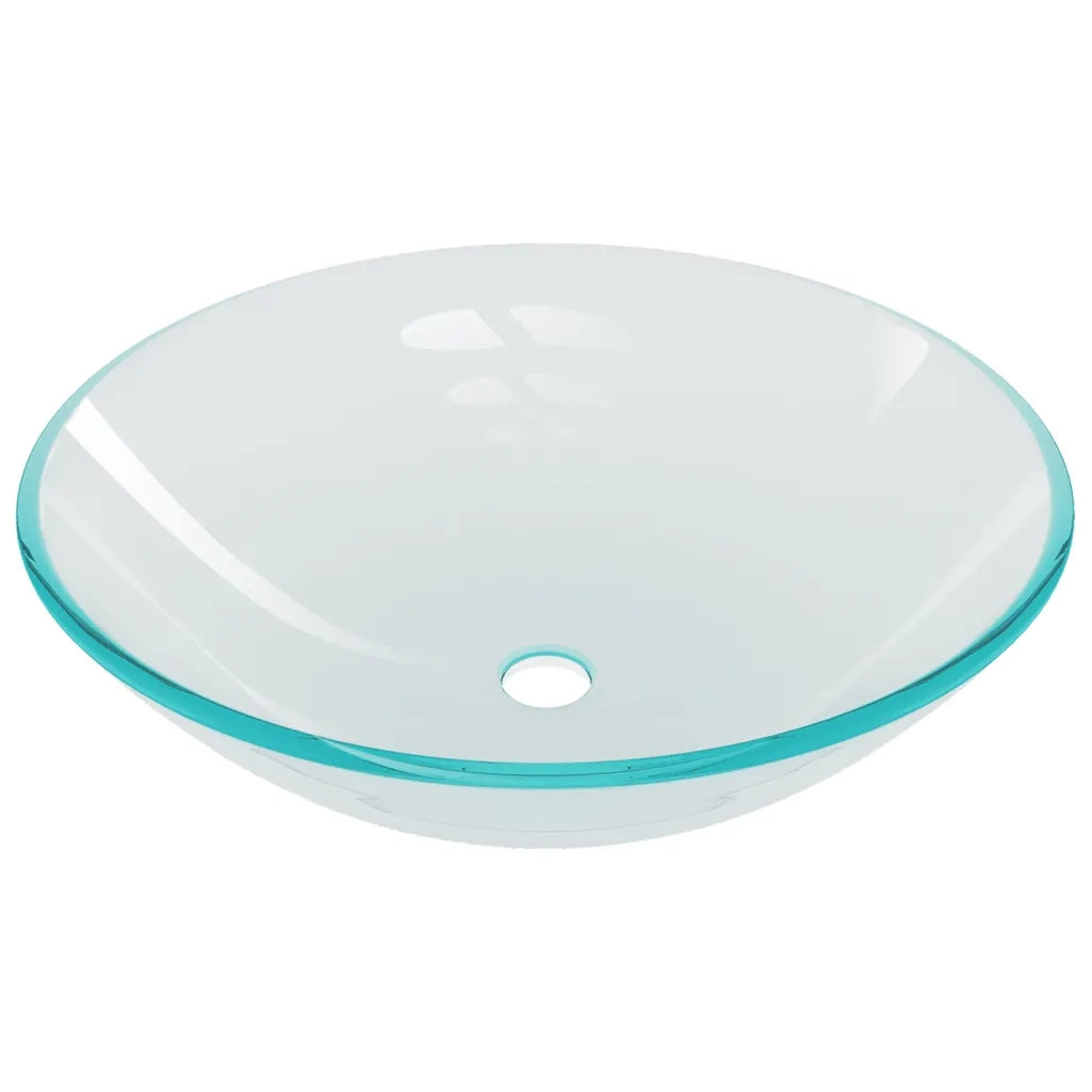 Lavandino con Rubinetto e Piletta a Pressione-Lavabo-Lavello Vetro Temperato 939883