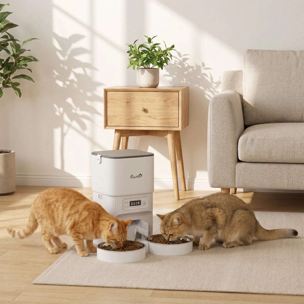 Distributore Automatico Cibo Gatti con Timer ¨C Xylo ¨C 2 Ciotole Acciaio Inox