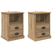 Set di 2 Comodini | Armadio da Notte | Mobiletto da notte Rovere artigianale 36 x 43 x 60 cm