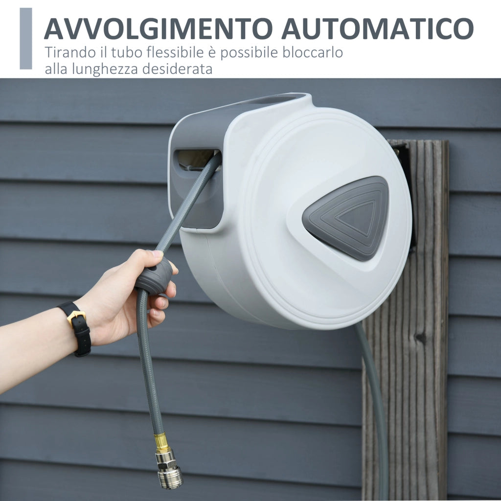 Avvolgitubo Automatico ¨C Minimal ¨C Grigio 20m Montaggio a Parete